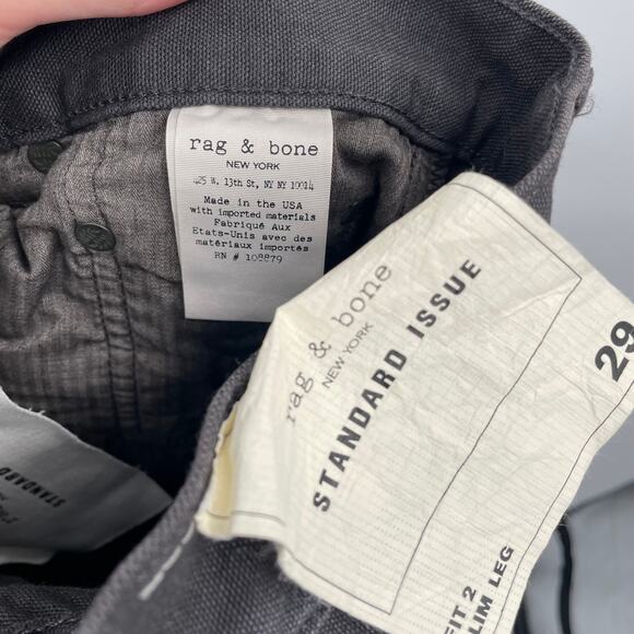 NWT Rag & Bone Fit 2 Slim Leg in Grey Wash Denim Jeans // 29x34 - Picture 10 of 10